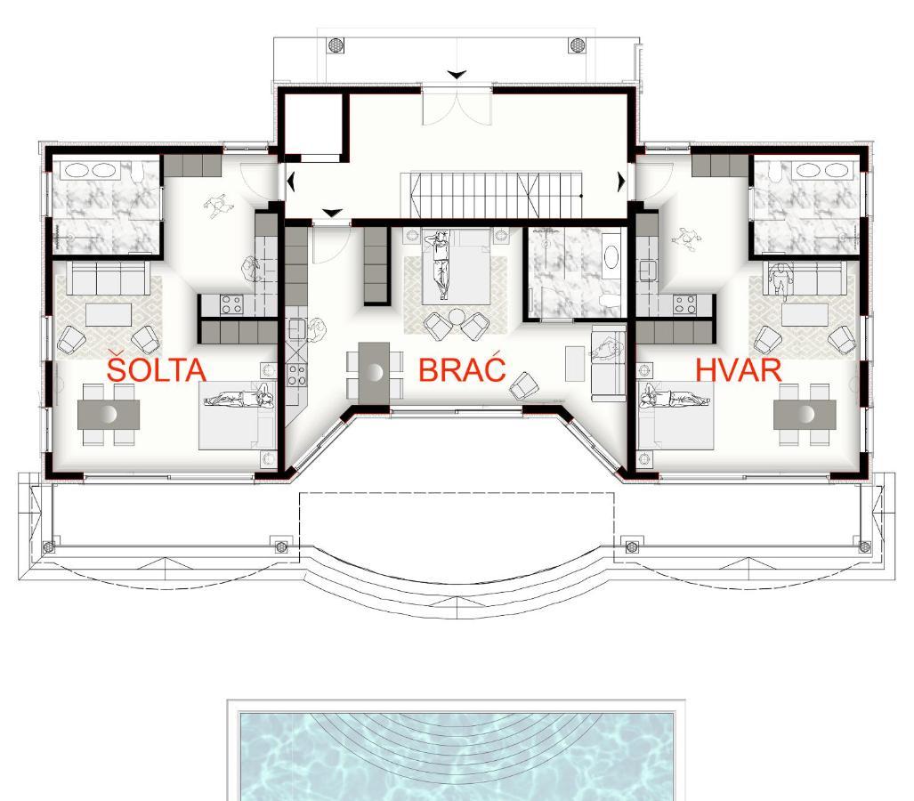 Villa Bella Vista Am Meer Трогир Екстериор снимка